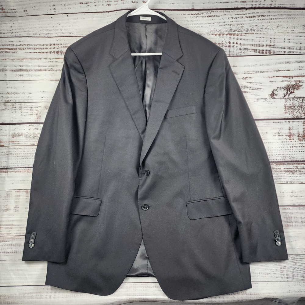 Peter Millar Mens 44R Black Blazer Sport Coat Wool Two Button Classic Jacket
